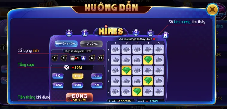 Minigame Mines Tại RikVip Đấu Trường Dò Mìn Đầy Kịch Tính