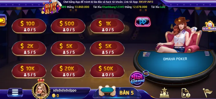 Omaha Poker 6 Tại RikVip Trải Nghiệm Đấu Trí Đẳng Cấp Quốc Tế